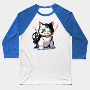 Star Cat Tshirt and Stickers Design Cute Cat Sci-Fi Characters Robot Carousel Baseball T-Shirt